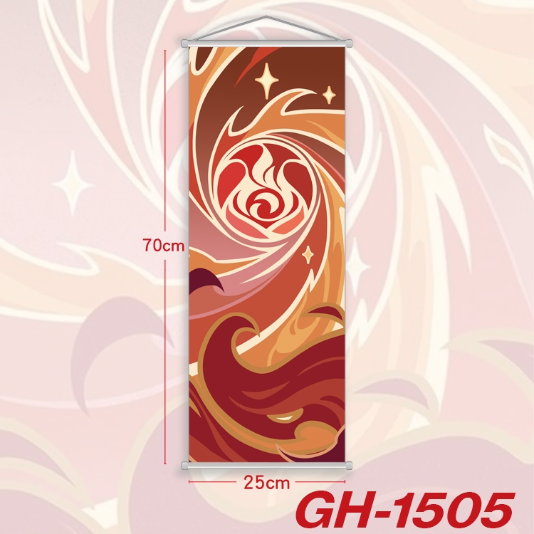 Genshin Impact Plastic Rod Cloth Small Hanging Canvas Painting Wall Scroll 25x70cm price for 5 pcs GH-1505A