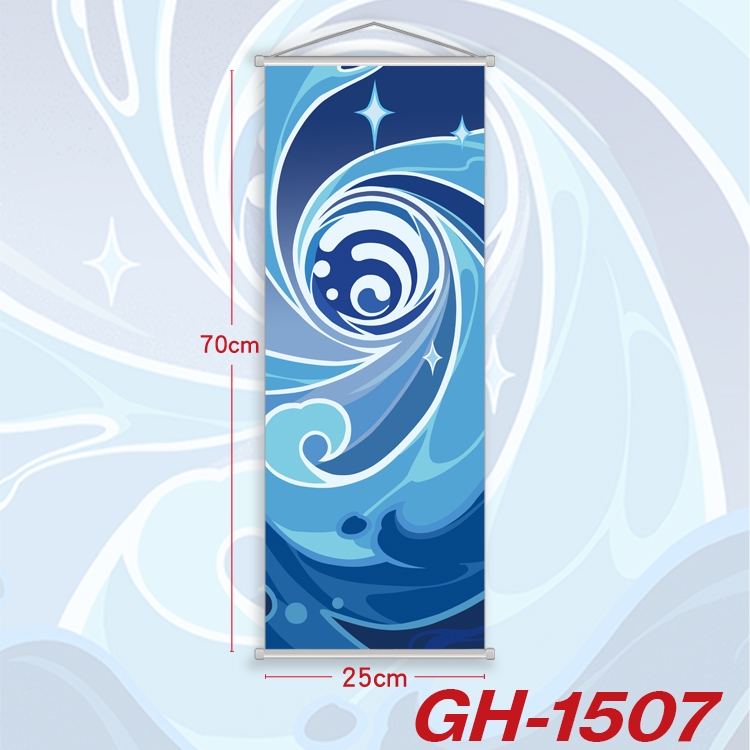 Genshin Impact Plastic Rod Cloth Small Hanging Canvas Painting Wall Scroll 25x70cm price for 5 pcs GH-1507A