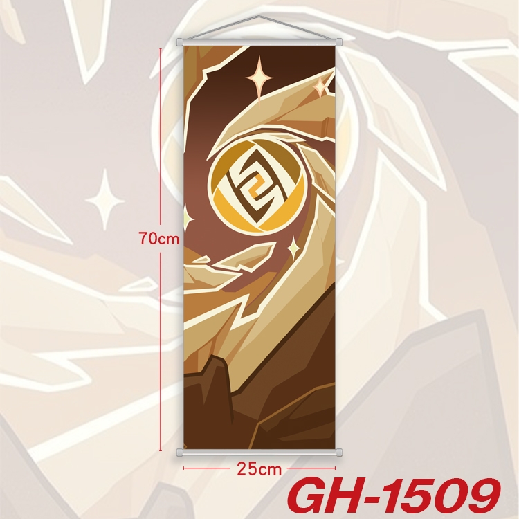 Genshin Impact Plastic Rod Cloth Small Hanging Canvas Painting Wall Scroll 25x70cm price for 5 pcs GH-1509A