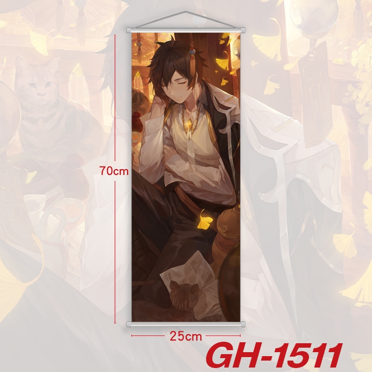 Genshin Impact Plastic Rod Cloth Small Hanging Canvas Painting Wall Scroll 25x70cm price for 5 pcs GH-1511A