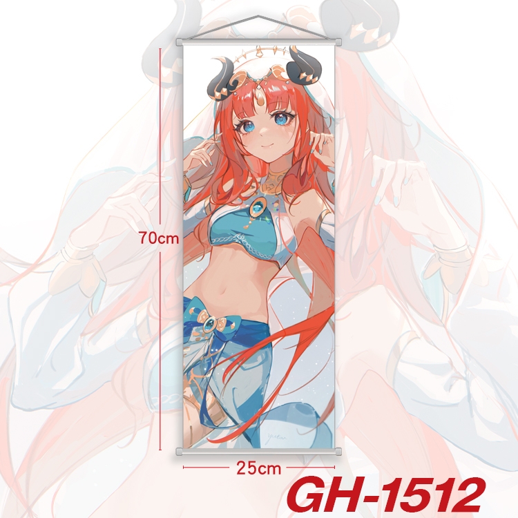 Genshin Impact Plastic Rod Cloth Small Hanging Canvas Painting Wall Scroll 25x70cm price for 5 pcs GH-1512A