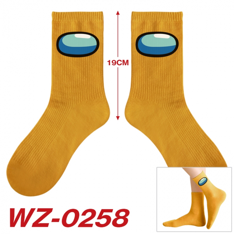 AMONG-US Anime printing medium sock tube height 19cm price for  5 pairs  WZ-0258