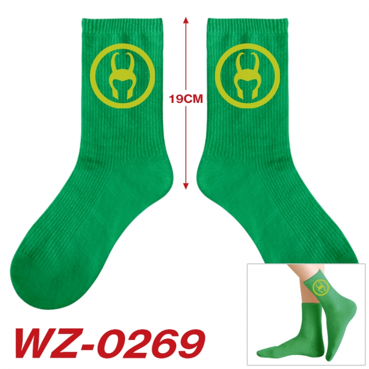 Superhero  Anime printing medium sock tube height 19cm price for  5 pairs WZ-0269