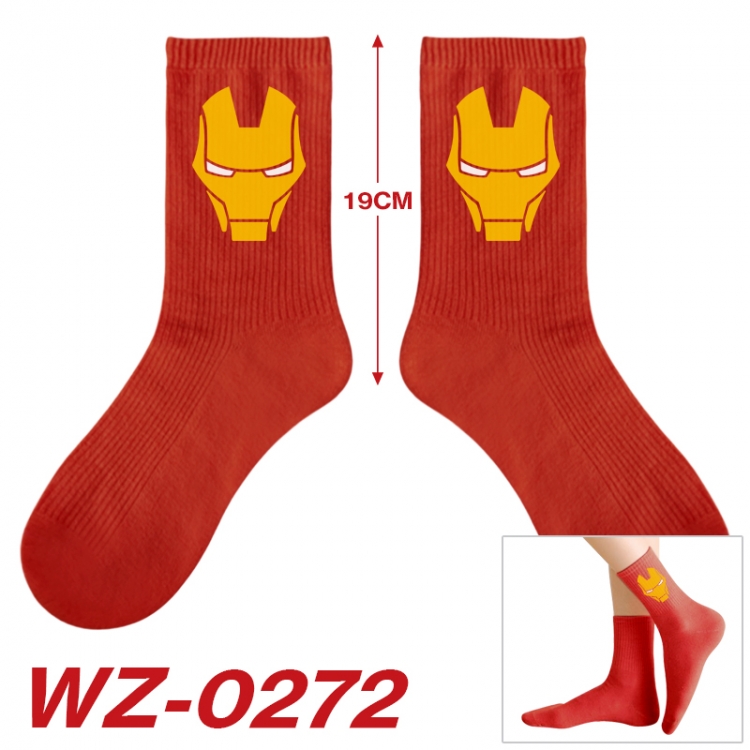 Superhero  Anime printing medium sock tube height 19cm price for  5 pairs WZ-0272