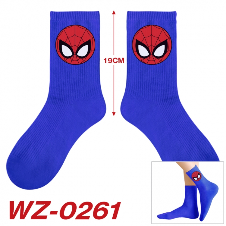 Superhero  Anime printing medium sock tube height 19cm price for  5 pairs WZ-0261