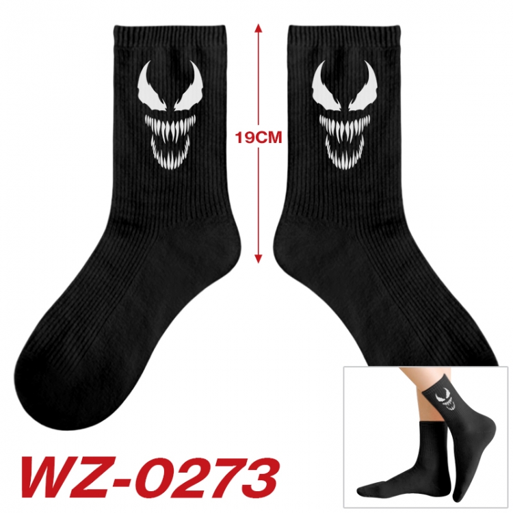 Superhero  Anime printing medium sock tube height 19cm price for  5 pairs WZ-0273