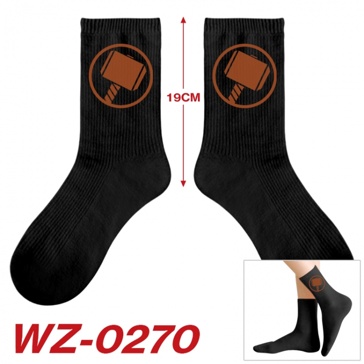 Superhero  Anime printing medium sock tube height 19cm price for  5 pairs WZ-0270