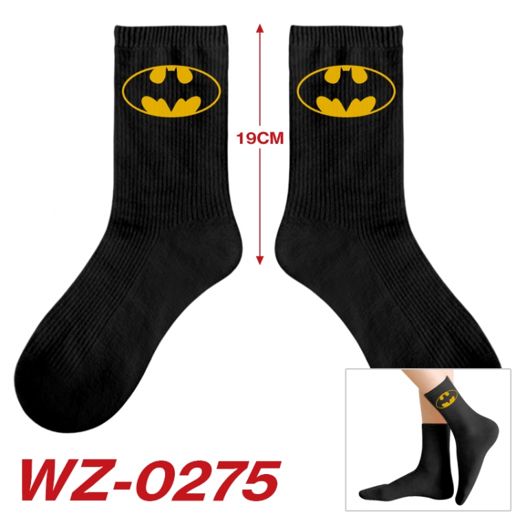 Superhero  Anime printing medium sock tube height 19cm price for  5 pairs WZ-0275