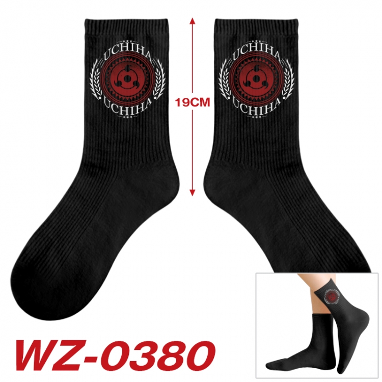 Naruto Anime printing medium sock tube height 19cm price for  5 pairs WZ-0380