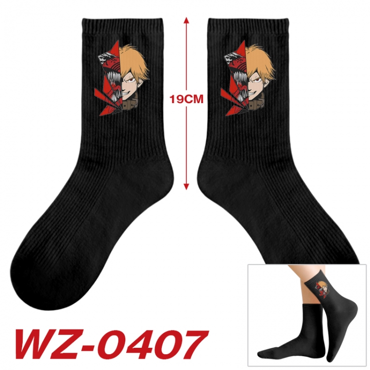 Chainsaw man Anime printing medium sock tube height 19cm price for  5 pairs WZ-0407
