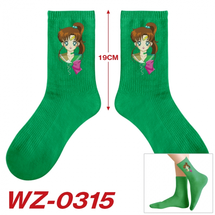 sailormoon Anime printing medium sock tube height 19cm price for  5 pairs  WZ-0315