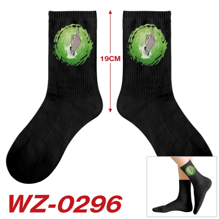 Rick and Morty Anime printing medium sock tube height 19cm price for  5 pairs WZ-0296
