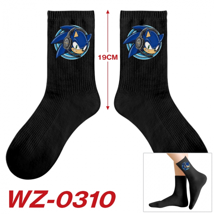 Sonic The Hedgehog Anime printing medium sock tube height 19cm price for 5 pairs WZ-0310