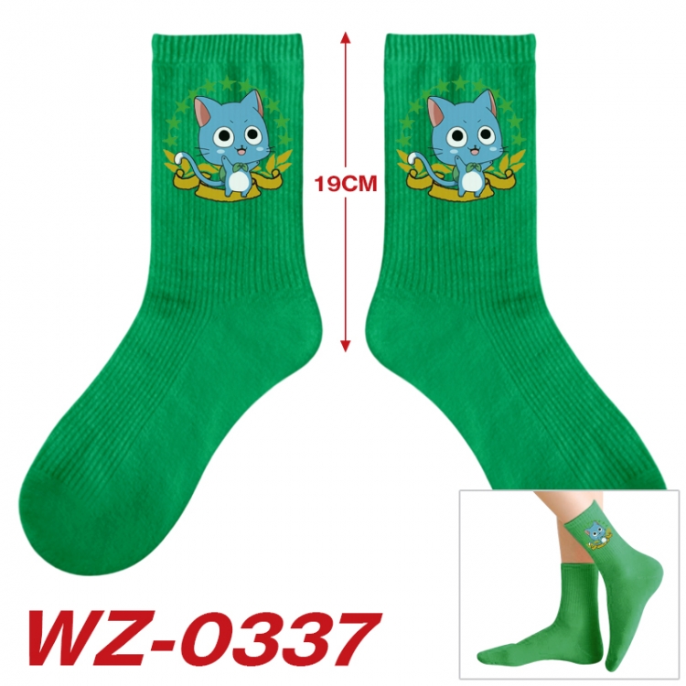 Fairy tail Anime printing medium sock tube height 19cm price for  5 pairs WZ-0337