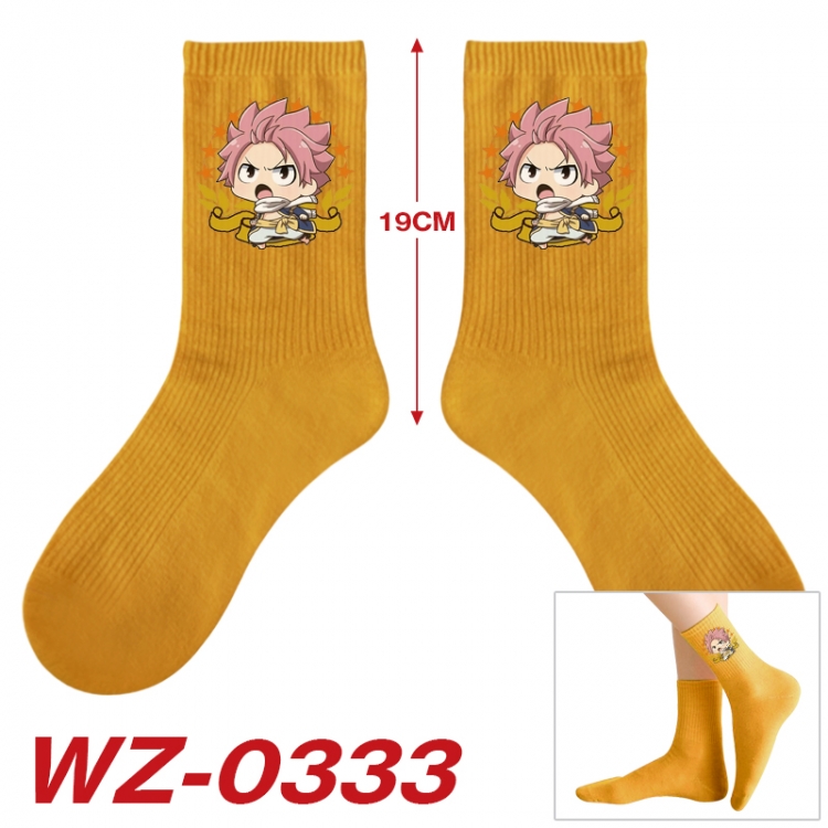 Fairy tail Anime printing medium sock tube height 19cm price for  5 pairs WZ-0333