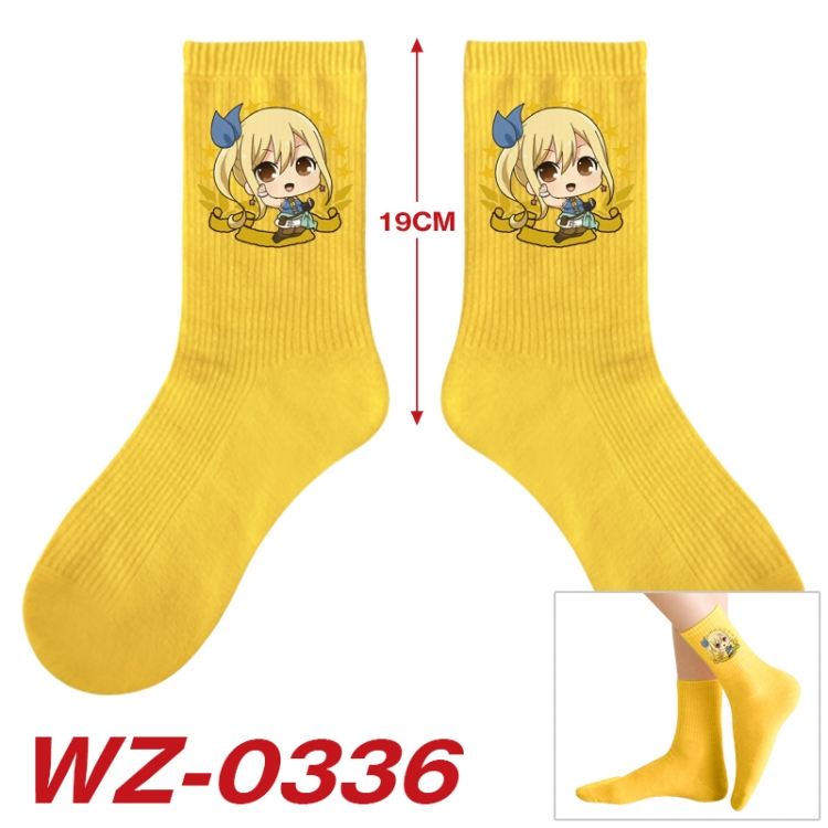 Fairy tail Anime printing medium sock tube height 19cm price for  5 pairs WZ-0336
