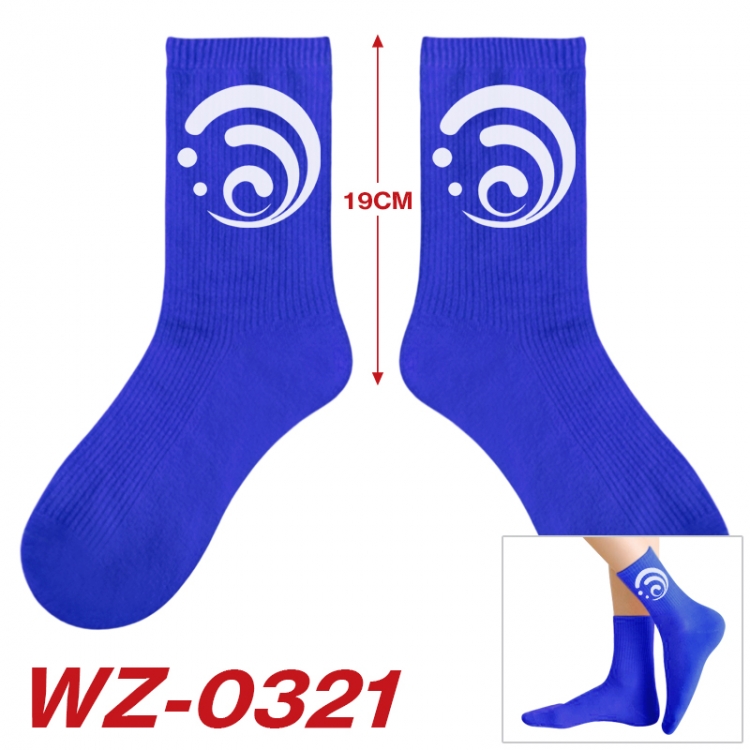 Genshin Impact Anime printing medium sock tube height 19cm price for  5 pairs WZ-0321
