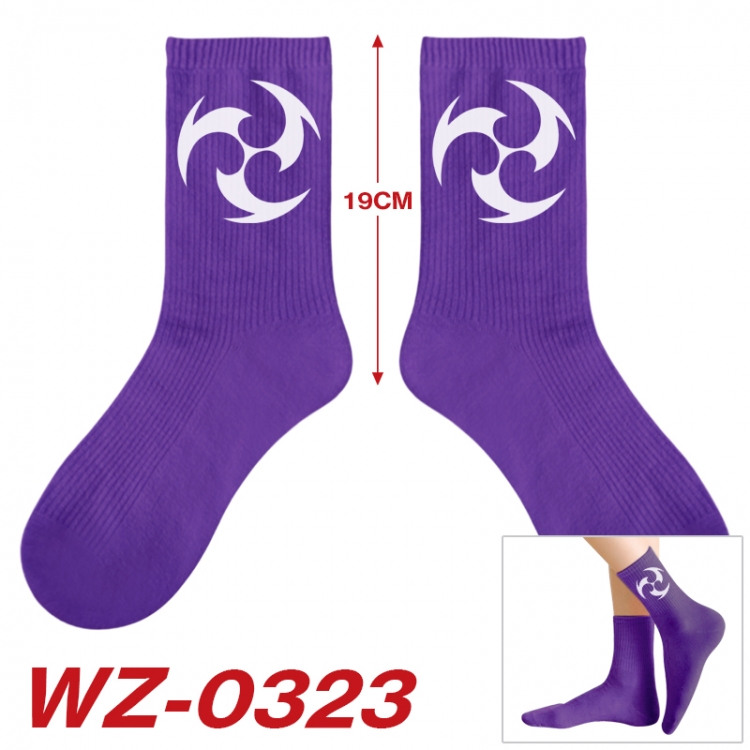Genshin Impact Anime printing medium sock tube height 19cm price for  5 pairs WZ-0323