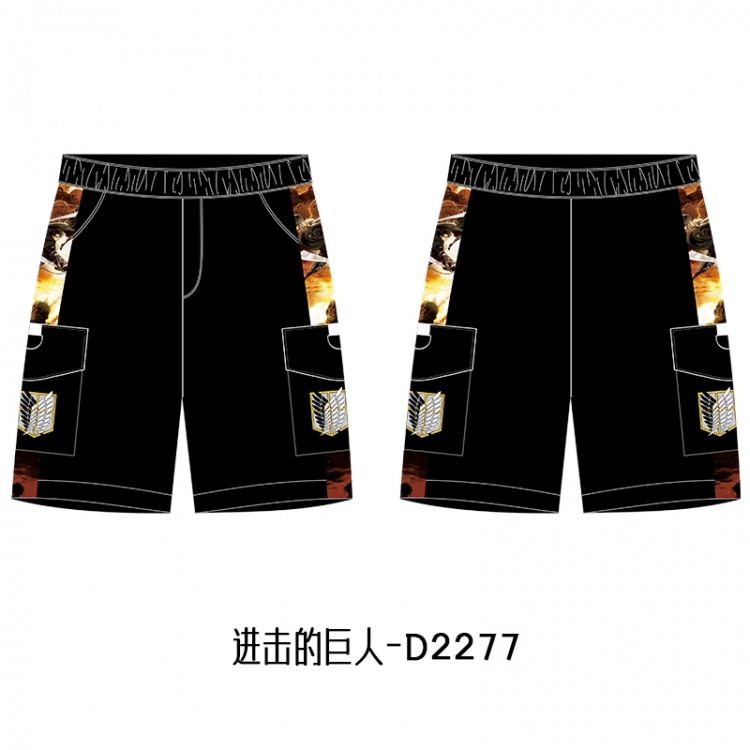 Shingeki no Kyojin Anime Print Casual Shorts Cargo Pants from S to 4XL -D2277