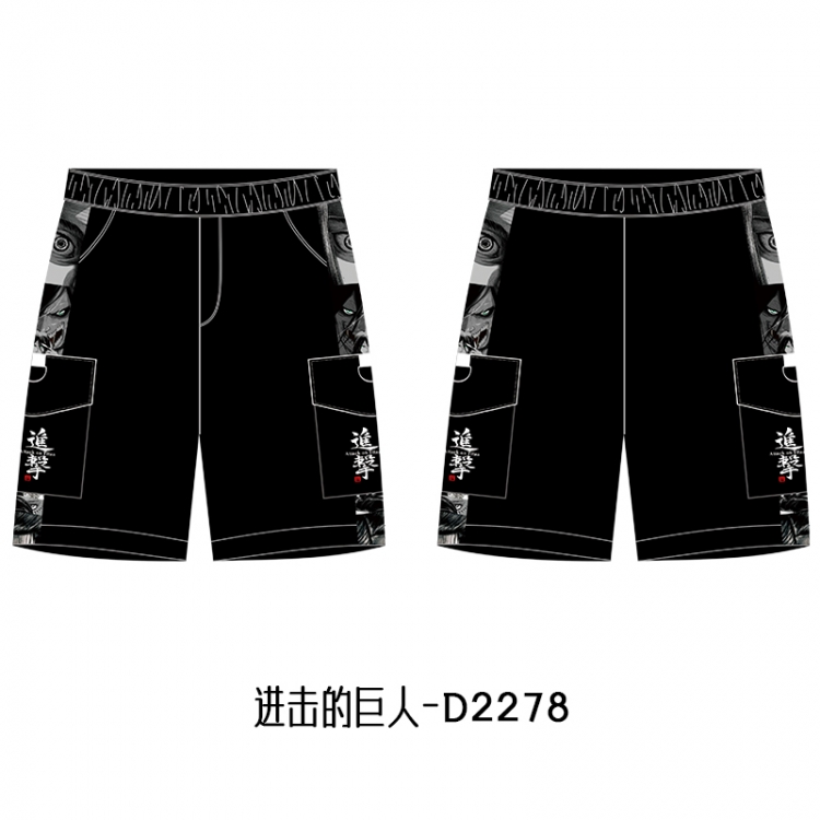Shingeki no Kyojin Anime Print Casual Shorts Cargo Pants from S to 4XL D2278