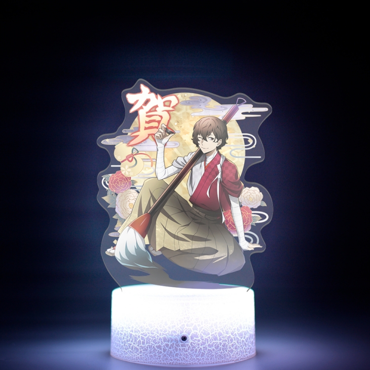 Bungo Stray Dogs Acrylic night light 16 kinds of color changing USB interface box 14X7X4CM white base