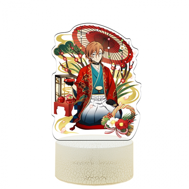 Bungo Stray Dogs Acrylic night light 16 kinds of color changing USB interface box 14X7X4CM white base