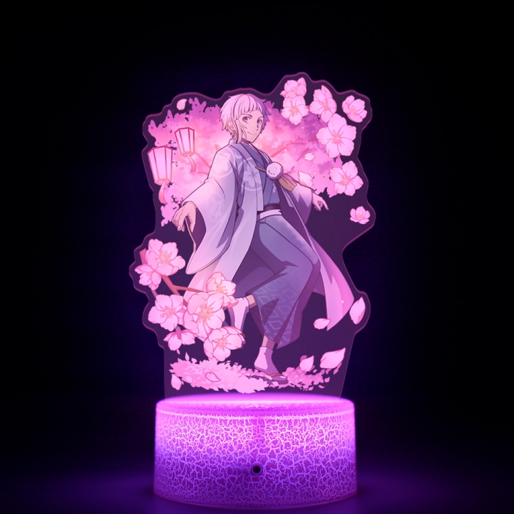 Bungo Stray Dogs Special edition Acrylic Night Light 16 Color-changing USB Interface Box Set 19X7X4CM white base