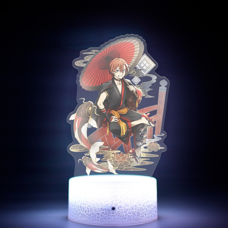 Bungo Stray Dogs Special edition Acrylic Night Light 16 Color-changing USB Interface Box Set 19X7X4CM white base