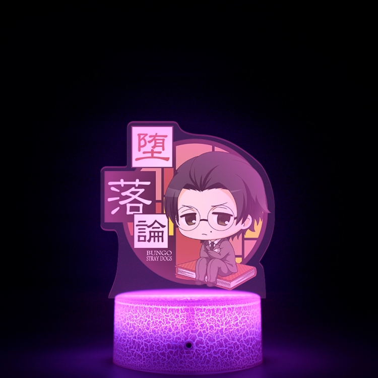 Bungo Stray Dogs Version Q Acrylic night light 16 kinds of color changing USB interface box 14X7X4CM white base