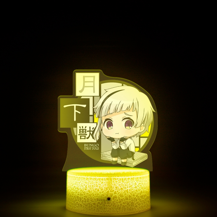 Bungo Stray Dogs Version Q Acrylic night light 16 kinds of color changing USB interface box 14X7X4CM white base