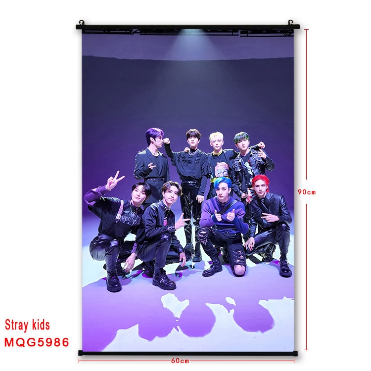 Straykids Anime black Plastic rod Cloth painting Wall Scroll 60X90CM  MQG-5986