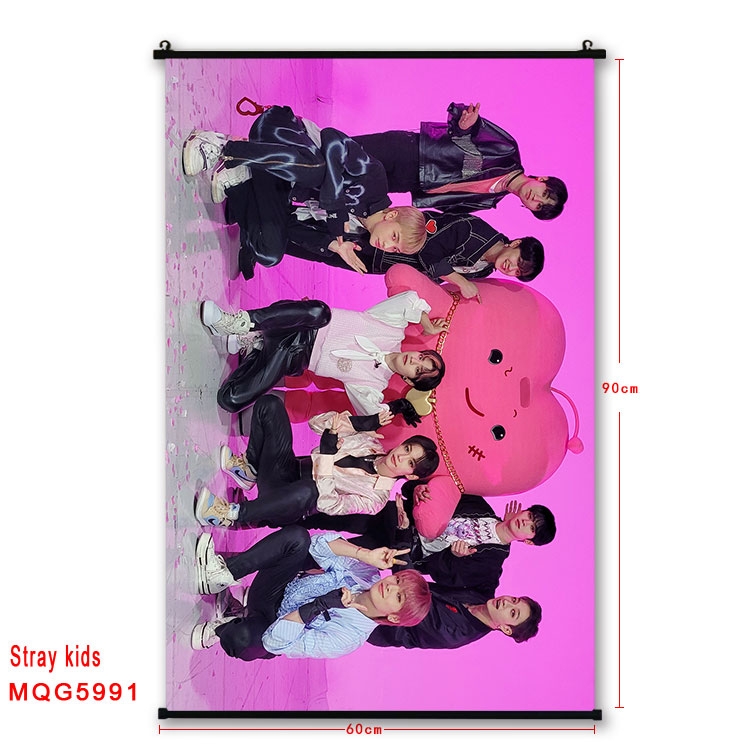 Straykids Anime black Plastic rod Cloth painting Wall Scroll 60X90CM MQG-5991