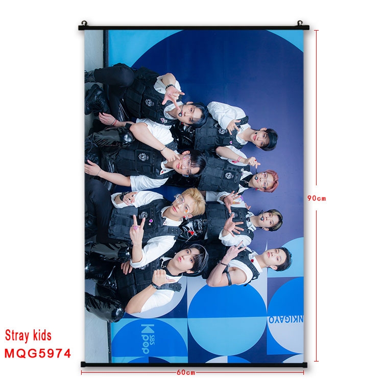 Straykids Anime black Plastic rod Cloth painting Wall Scroll 60X90CM  MQG-5974