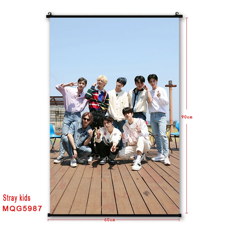 Straykids Anime black Plastic rod Cloth painting Wall Scroll 60X90CM MQG-5987