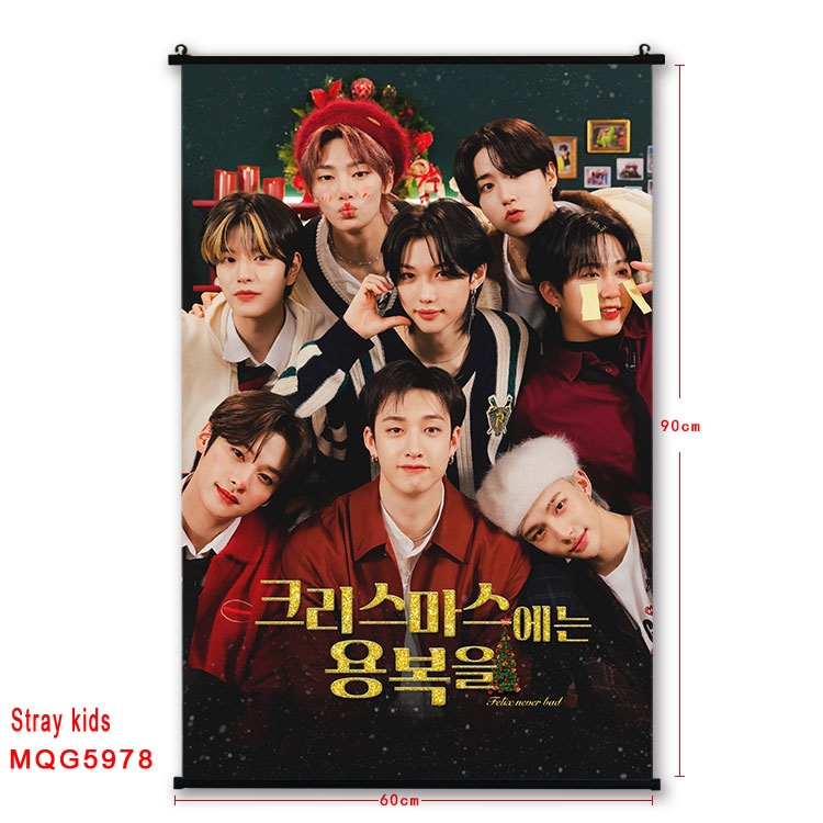 Straykids Anime black Plastic rod Cloth painting Wall Scroll 60X90CM  MQG-5978