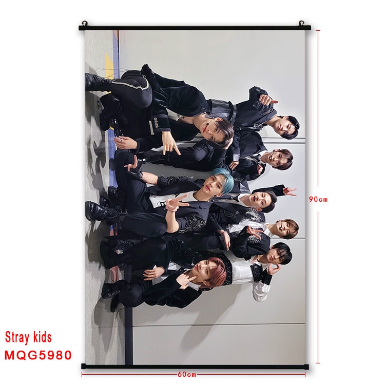 Straykids Anime black Plastic rod Cloth painting Wall Scroll 60X90CM  MQG-5980