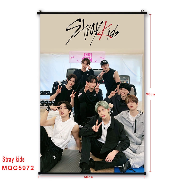 Straykids Anime black Plastic rod Cloth painting Wall Scroll 60X90CM  MQG-5972