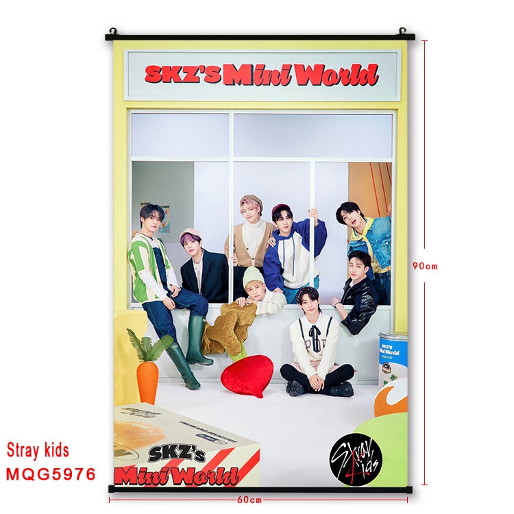 Straykids Anime black Plastic rod Cloth painting Wall Scroll 60X90CM MQG-5976