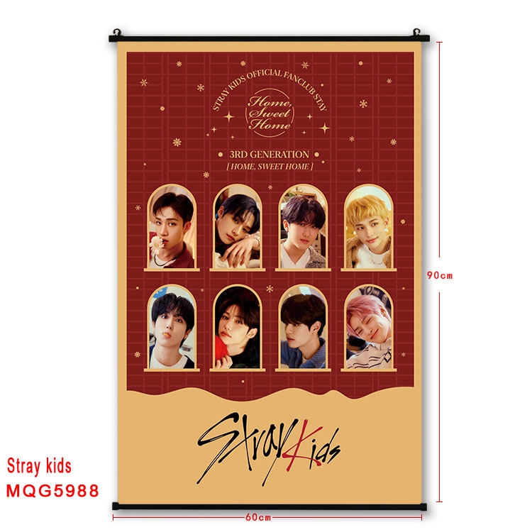 Straykids Anime black Plastic rod Cloth painting Wall Scroll 60X90CM MQG-5988