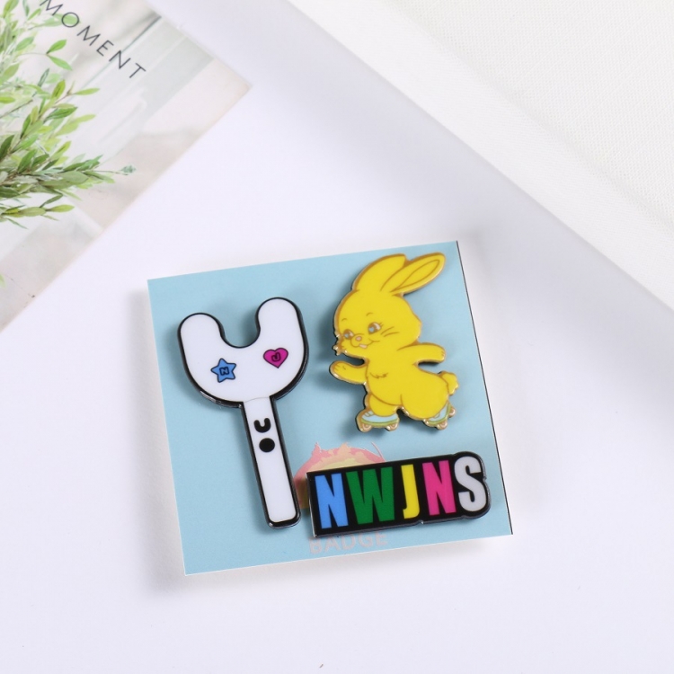 New Jeans Korean star surrounding pink rabbit three-piece PVC brooch set decorative badge price for 5 pcs