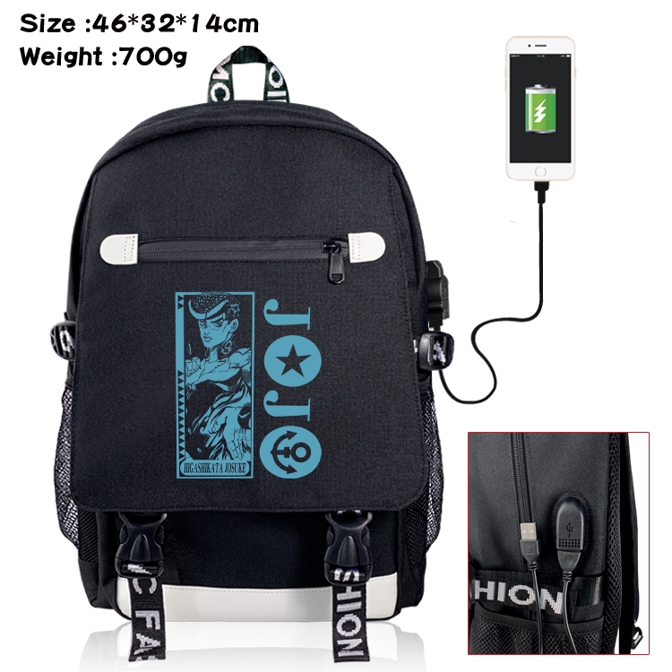 JoJos Bizarre Adventure USB backpack cartoon print student backpack 46X32X14CM 700G