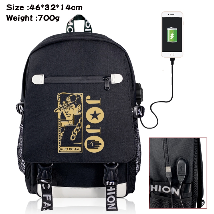 JoJos Bizarre Adventure USB backpack cartoon print student backpack 46X32X14CM 700G