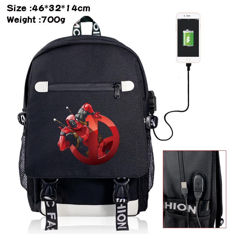 Superhero USB backpack cartoon print student backpack 46X32X14CM 700G