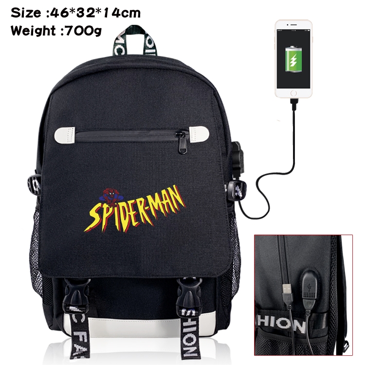 Superhero USB backpack cartoon print student backpack 46X32X14CM 700G