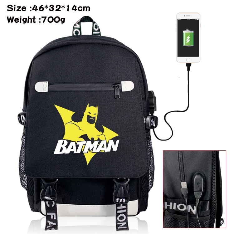 Superhero USB backpack cartoon print student backpack 46X32X14CM 700G