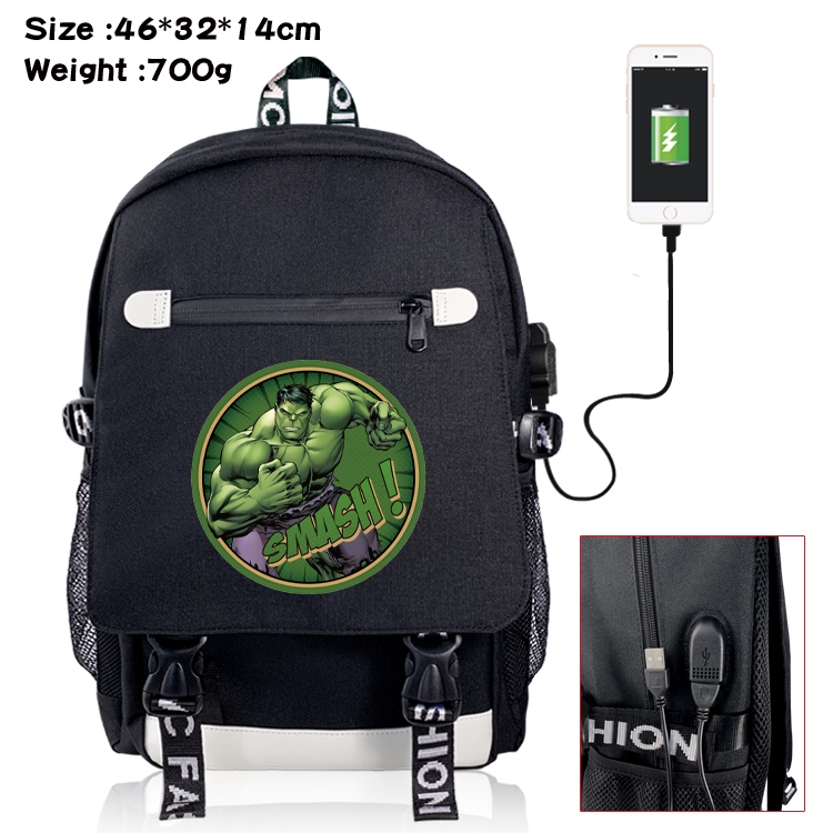 Superhero USB backpack cartoon print student backpack 46X32X14CM 700G