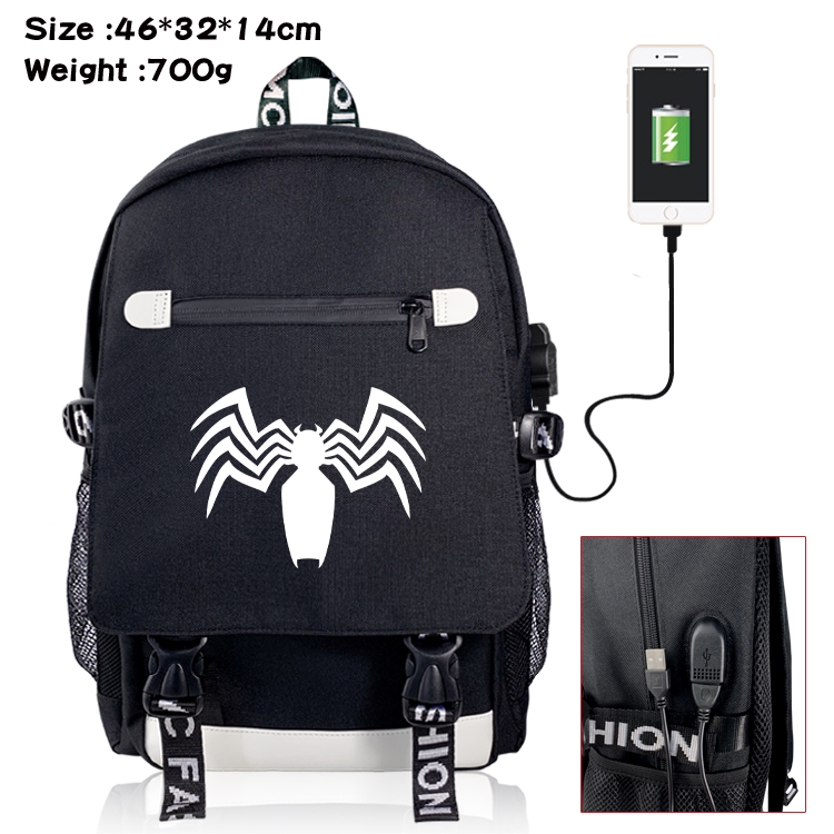 Superhero USB backpack cartoon print student backpack 46X32X14CM 700G