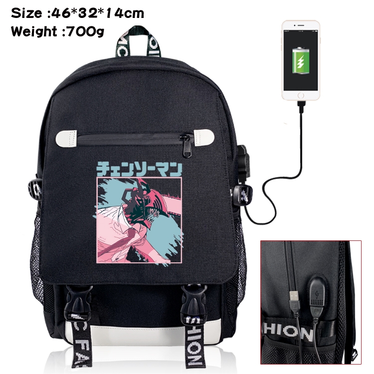 Chainsaw man USB backpack cartoon print student backpack 46X32X14CM 700G