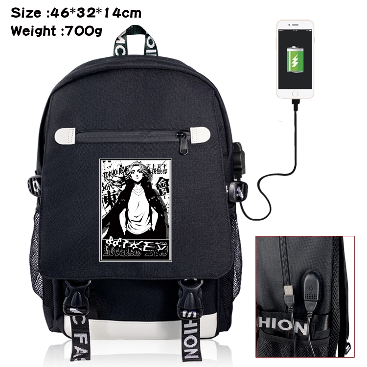 Tokyo Revengers USB backpack cartoon print student backpack 46X32X14CM 700G