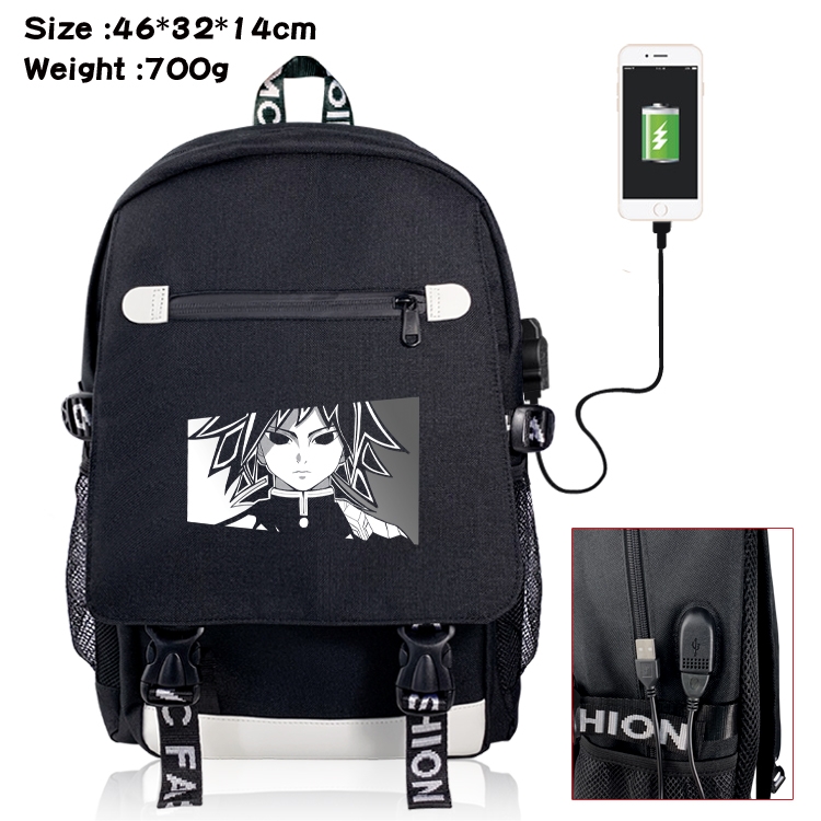 Demon Slayer Kimets USB backpack cartoon print student backpack 46X32X14CM 700G